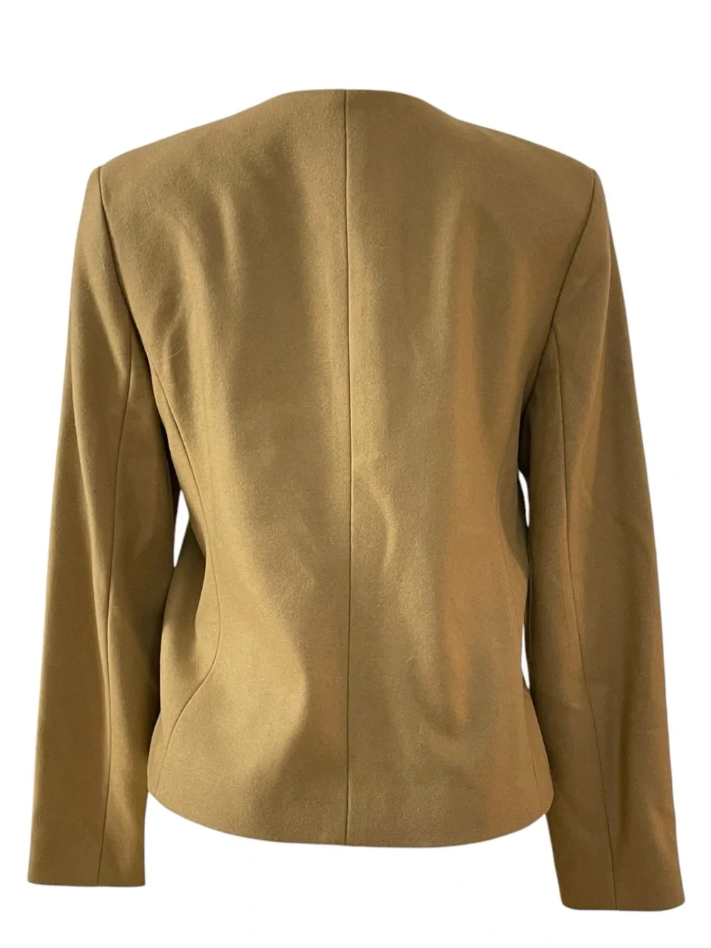 Michael Kors Brown Collarless Jacket Wool Blend Blazer with Zip‎ Pockets 12
